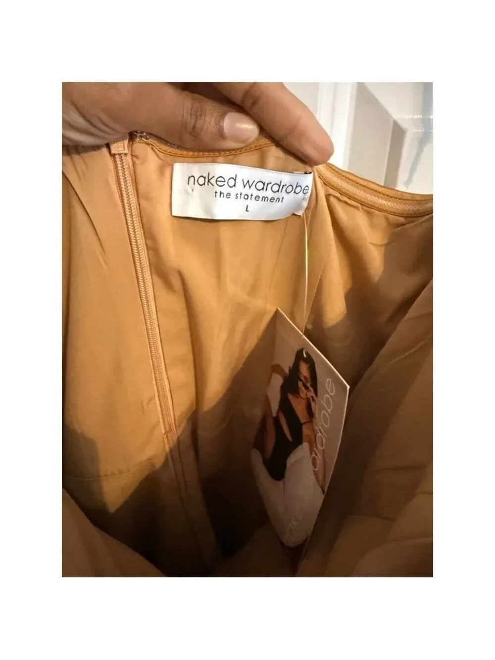 Women's Naked Wardrobe Gold Strapless Mini Dress L